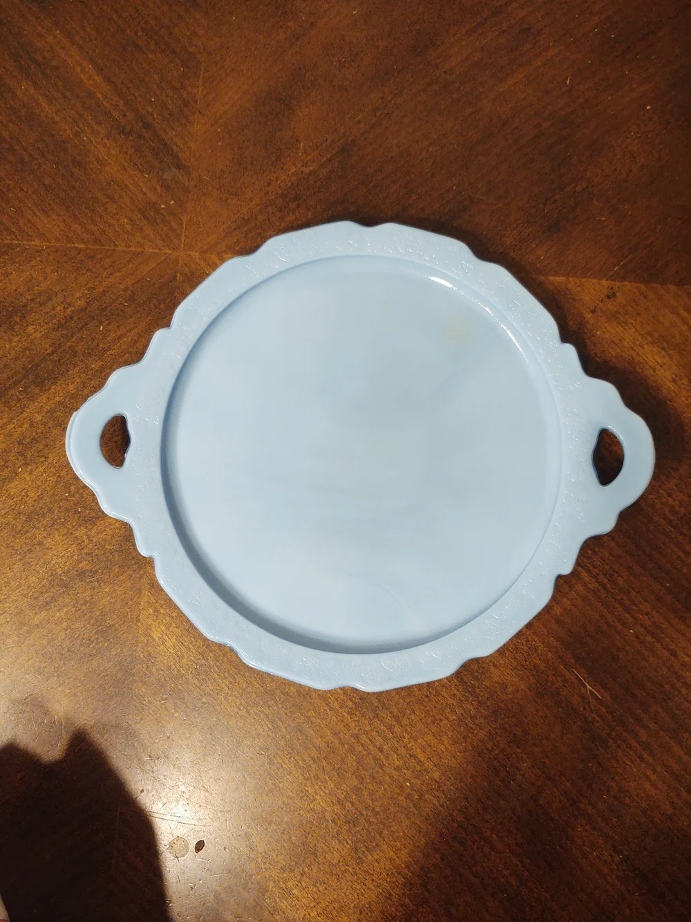 Vintage Jeanette Glass Delphite Blue Tray In Cherry Blossom Pattern